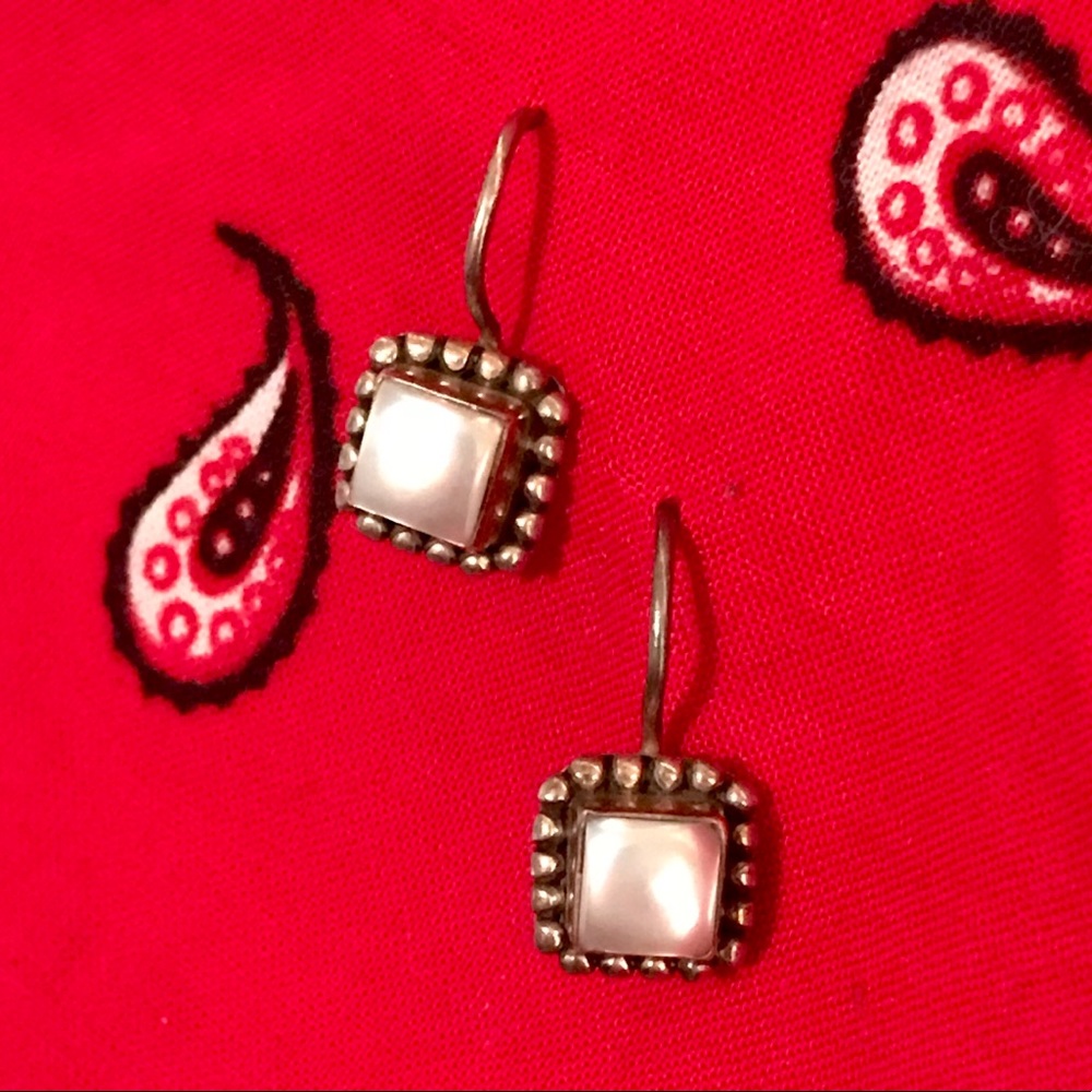 Made in India Silver and pearl drop earrings